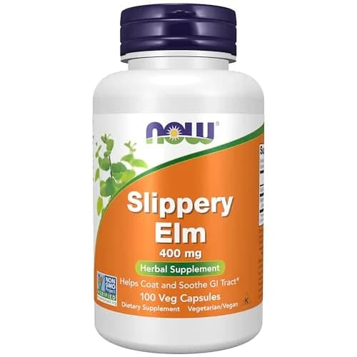 NOW Supplements Slippery Elm 400 mg | Herbal GI Support, 100 Veg Caps, Unflavoured thumbnail 1