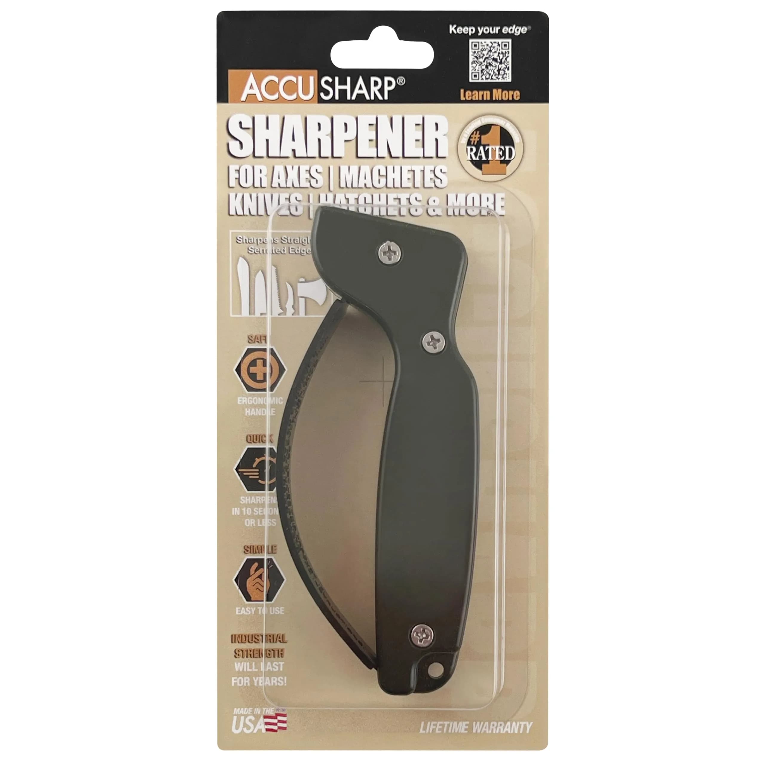 AccuSharp OD Green Knife Sharpener | Restores & Hones Straight & Serrated Knives - view 3