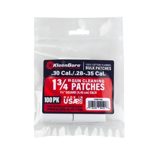 KleenBore 1-3/4" Square Cleaning Patches | Cotton Gun Cleaning Patches for .28-.35 Cal Rifles thumbnail 1