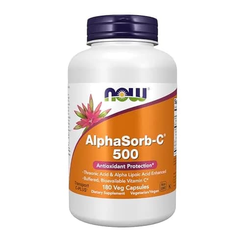 NOW AlphaSorb-C® 500 mg Transport C-PLUS® | Buffered Vitamin C Veg Caps for Cellular Health thumbnail 1