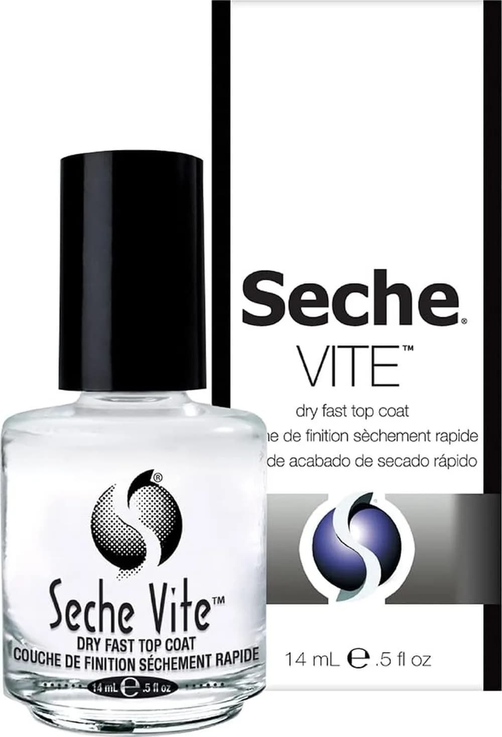 Seche Vite Dry Fast Top Coat 15ml (0.5 fl oz) | High Gloss Shine & Chip Resistance - main product image
