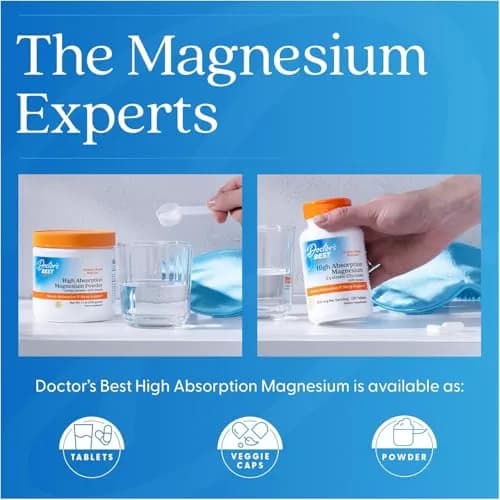 Doctor's Best High Absorption Magnesium Glycinate Lysinate Supplement 200mg 120 Count Tablets | Sleep Support & Muscle Relaxation thumbnail 8