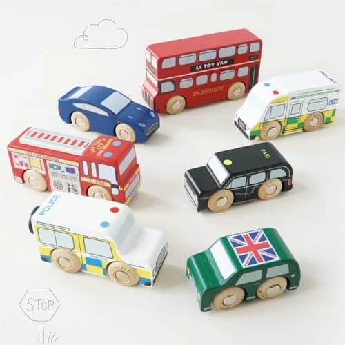 Le Toy Van London Car Set Premium Wooden Toys for Kids Ages 3 Years & Up (TV267), 7-pk | London-Themed Wooden Vehicles thumbnail 3