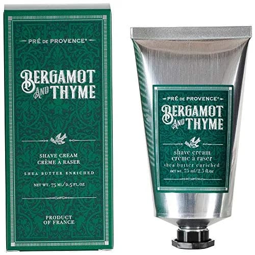 Pre de Provence Bergamot & Thyme Men's Shave Cream 75ml (2.5 Fl Oz) | Hydrating & Nourishing for Dry Skin — Bergamot & Thyme