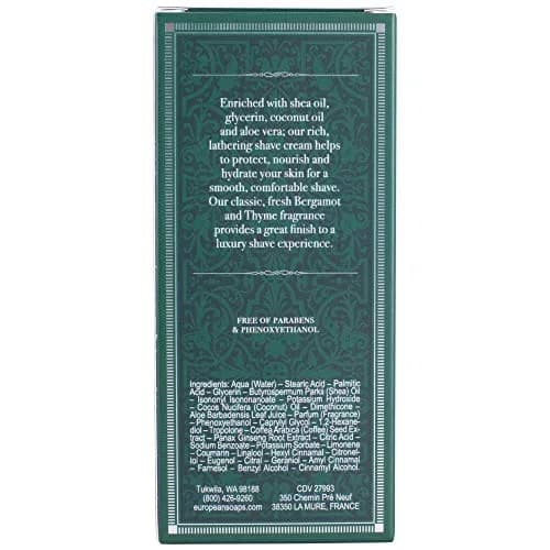 Pre de Provence Bergamot & Thyme Men's Shave Cream 75ml (2.5 Fl Oz) | Hydrating & Nourishing for Dry Skin thumbnail 2