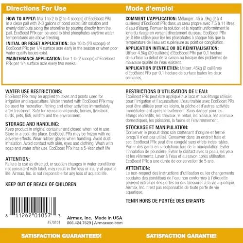 Airmax EcoBoost PRx Natural Pond Water Clarifier Binds Phosphates 10 lb | Safe, Natural Water Treatment for Ponds thumbnail 3