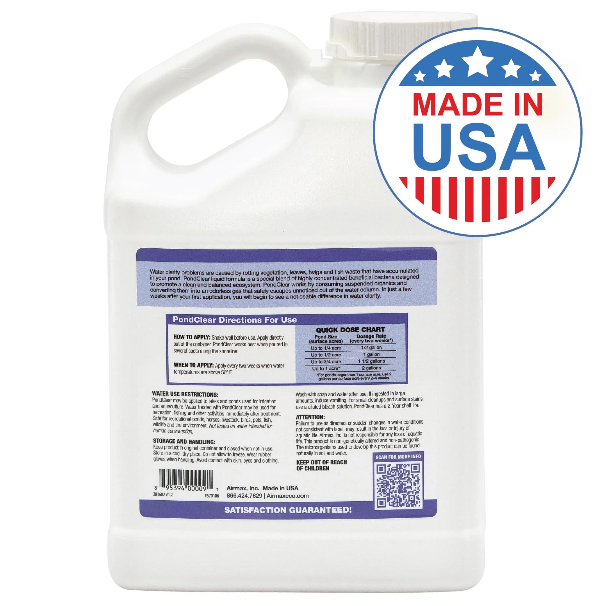 Airmax PondClear Liquid Bacteria Water Clarifier for Ponds & Lakes, 1 Gal thumbnail 2