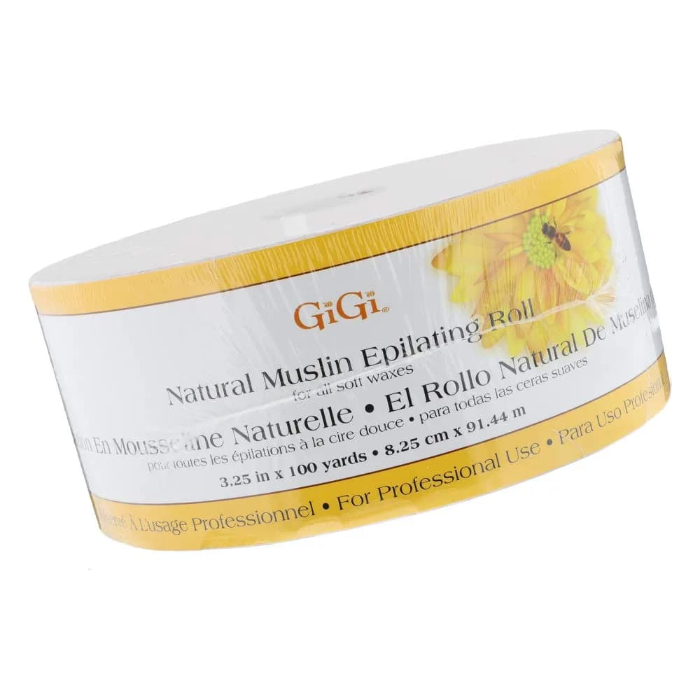 GIGI Bleached Muslin Epilating Roll Waxing Strips 3.25in x 100Yards | Precise, Soft & Hygienic Hair Removal — Muslin Roll, 3.25 in x 100 Yards