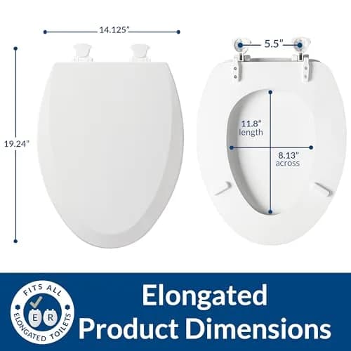 Bemis 1500EC 146 Almond Elongated Molded Wood Toilet Seat with Easy-Clean & Change Hinge | Durable, Easy Clean, Almond Finish thumbnail 4