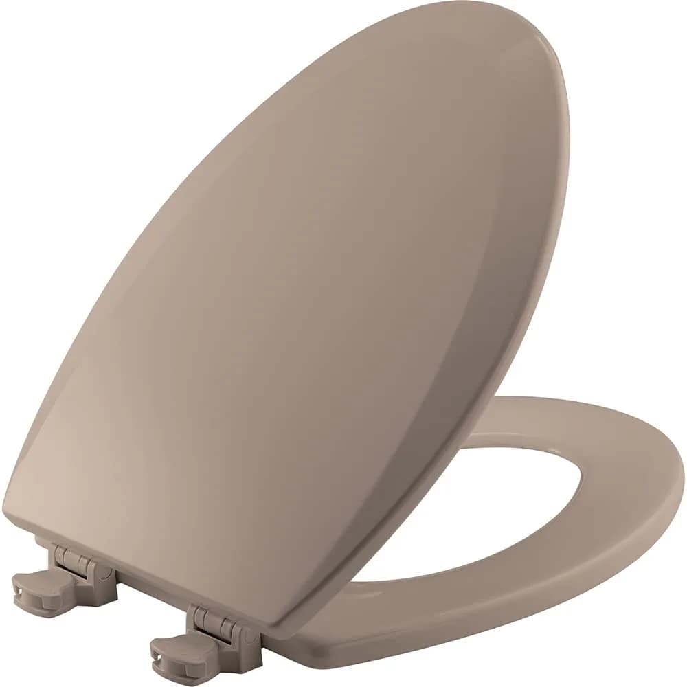 Bemis Toilet Seat with Easy Clean & Change Hinges | Elongated, Fawn Beige, USA Made