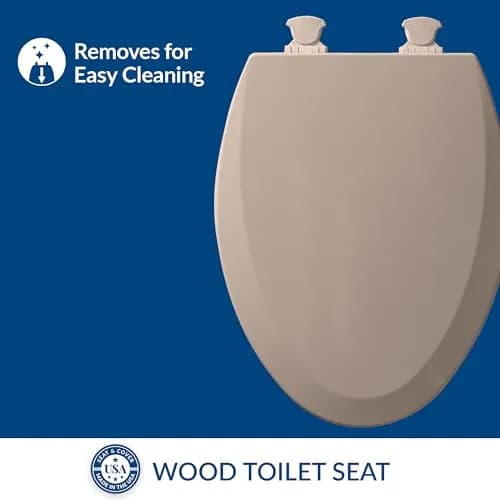 Bemis Toilet Seat with Easy Clean & Change Hinges | Elongated, Fawn Beige, USA Made thumbnail 2
