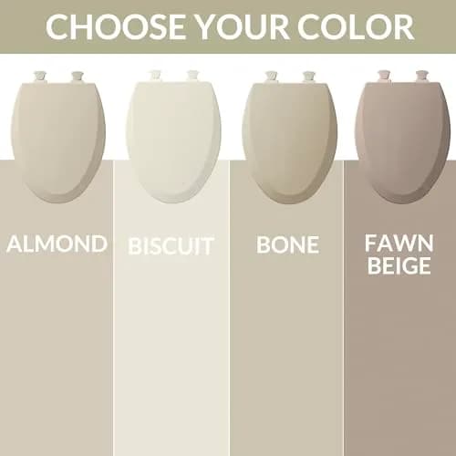 Bemis Toilet Seat with Easy Clean & Change Hinges | Elongated, Fawn Beige, USA Made thumbnail 3