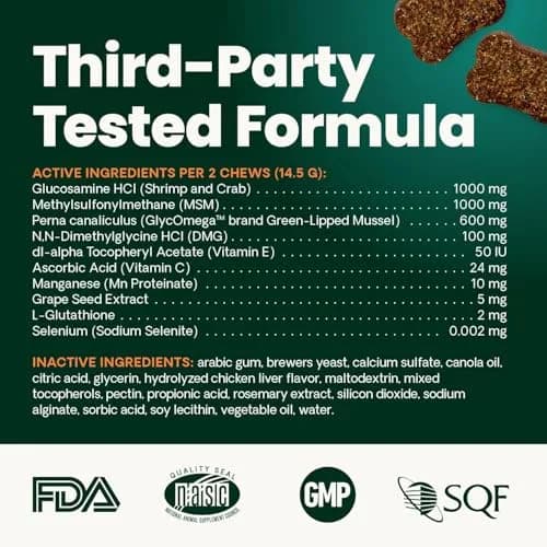 VetriScience Glycoflex 3 Vet Strength Glucosamine for Dogs Hip and Joint Supplement, 60 Chews | Clinically Proven Mobility Support thumbnail 9