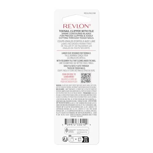 Revlon Toenail Clipper With File, Alloy Steel Curved Blade, Silver (1 Count) thumbnail 8