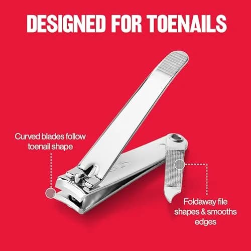 Revlon Toenail Clipper With File, Alloy Steel Curved Blade, Silver (1 Count) thumbnail 3