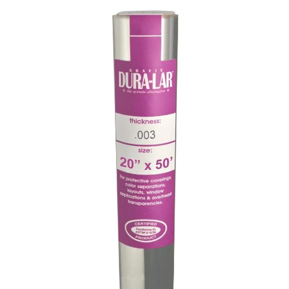 Grafix Dura-Lar Film, Ultra Clear Glossy, 20 in x 50 ft (610 cm x 15.24 m) Roll | Acid-Free Archival Polyester for Art & Crafts - main product image
