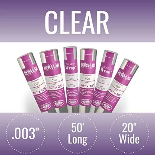 Grafix Dura-Lar Film, Ultra Clear Glossy, 20 in x 50 ft (610 cm x 15.24 m) Roll | Acid-Free Archival Polyester for Art & Crafts thumbnail 2