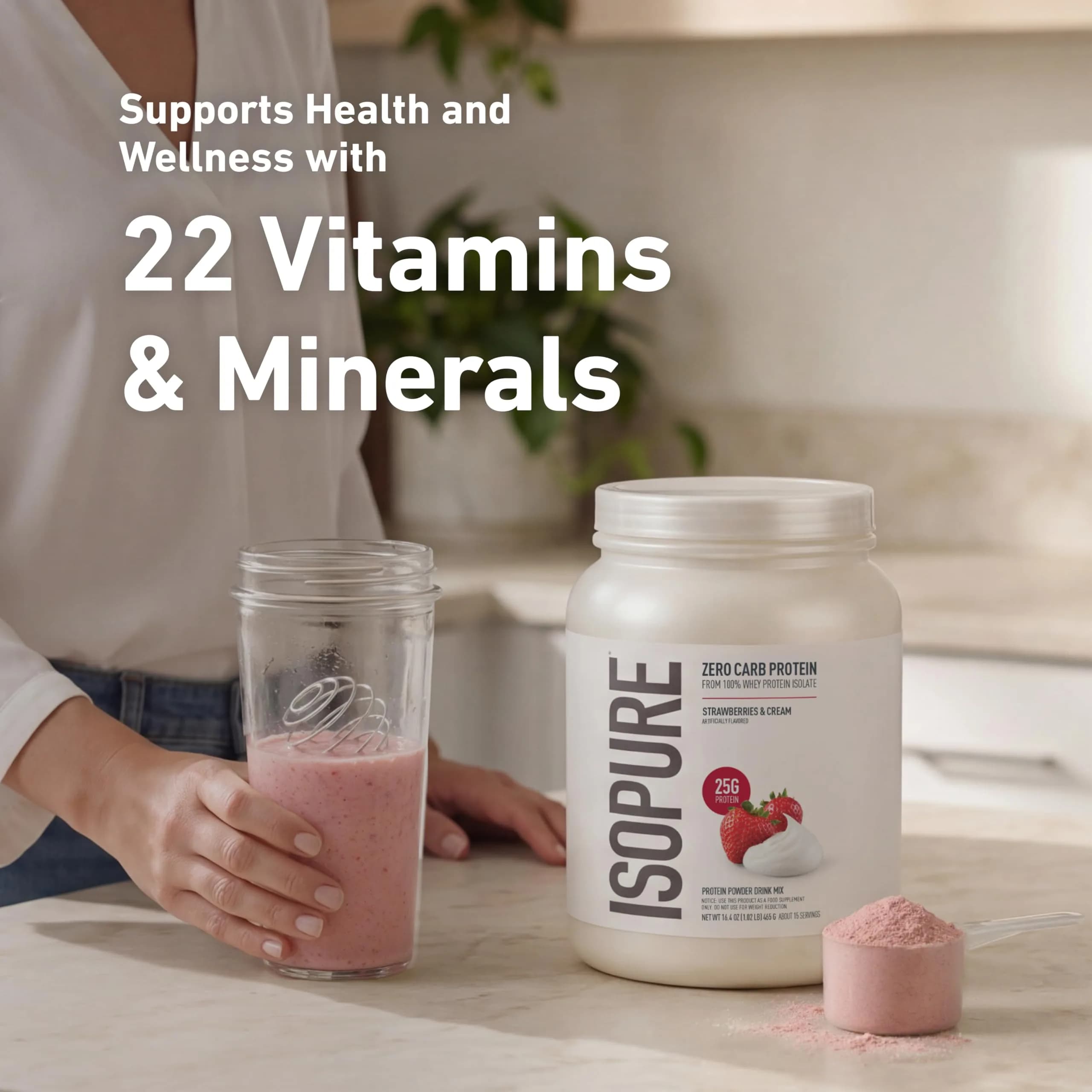 Isopure Zero Carb Whey Protein Isolate - Strawberries & Cream Flavor, 7.5lb Tub | 25g Protein, Gluten-Free - view 5