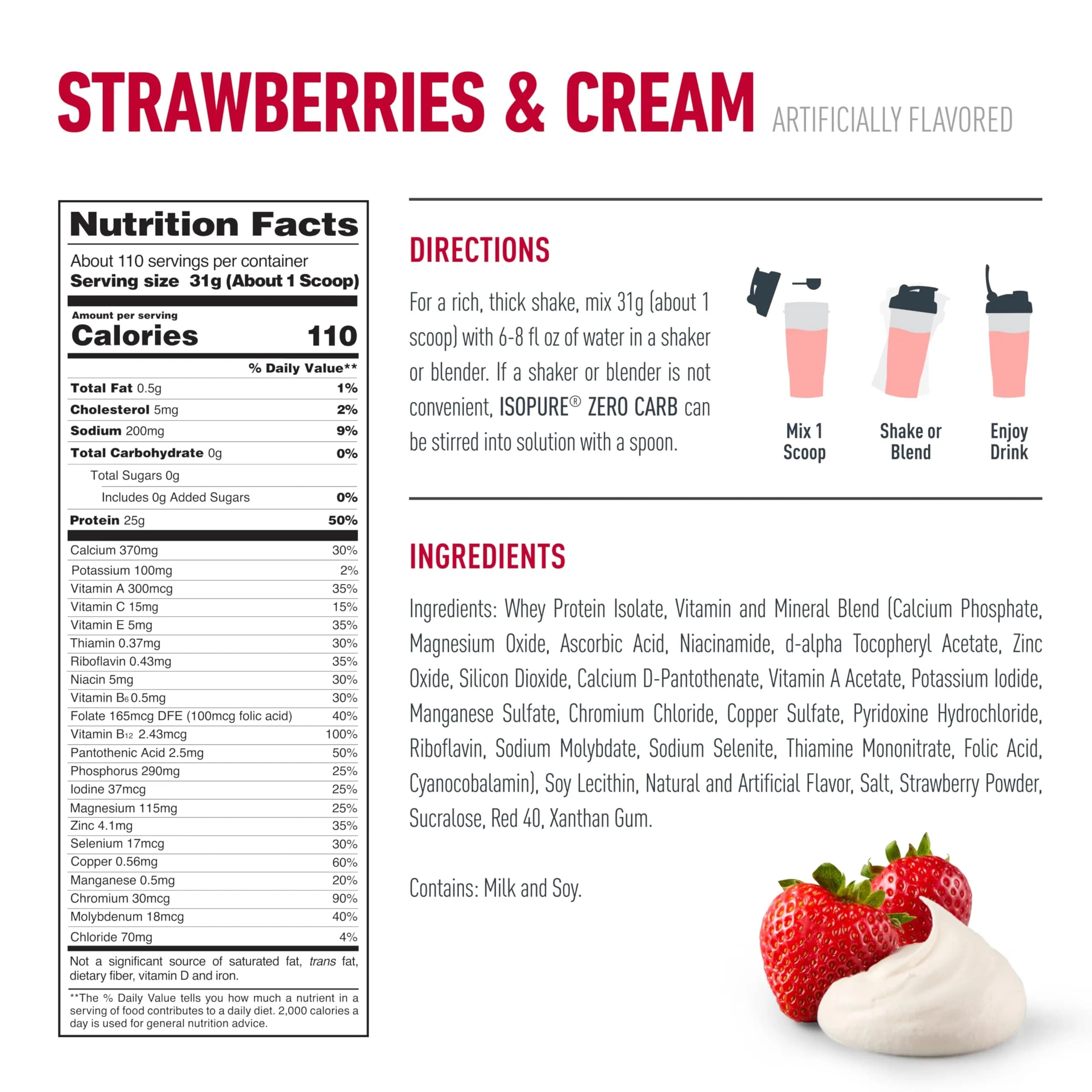 Isopure Zero Carb Whey Protein Isolate - Strawberries & Cream Flavor, 7.5lb Tub | 25g Protein, Gluten-Free - view 7