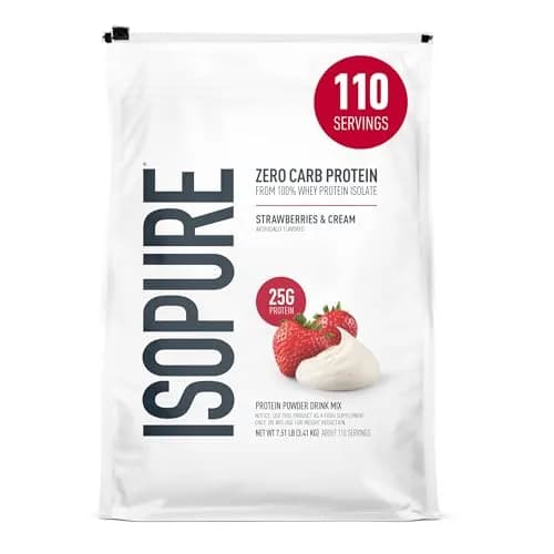 Isopure Zero Carb Whey Protein Isolate Strawberries & Cream 3.4 kg (7.5 Lbs) | 25g Protein Per Serving, Gluten & Lactose Free thumbnail 1