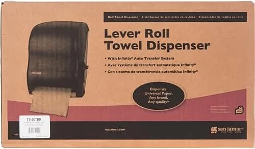 San Jamar T1100TBK Lever Roll Towel Dispenser w/o Transfer Mechanism- Black | Durable Plastic, Wall Mount, Easy Refill thumbnail 6
