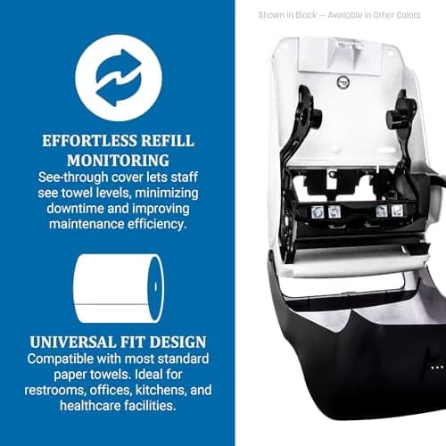 San Jamar T1100TBK Lever Roll Towel Dispenser w/o Transfer Mechanism- Black | Durable Plastic, Wall Mount, Easy Refill thumbnail 2