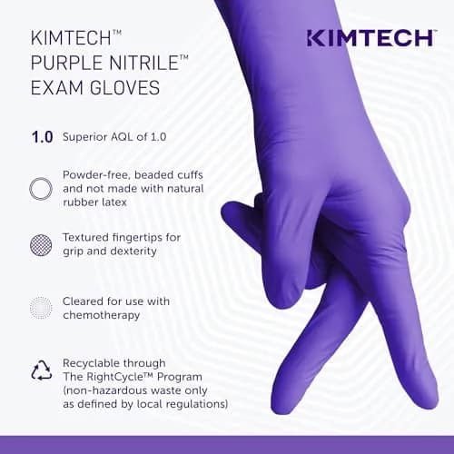 Halyard Health Professional 55082 Purple Nitrile Exam Gloves, 242 mm (9.5") Length, Medium, Box of 100 | Medical Grade Nitrile Gloves for Professionals thumbnail 7