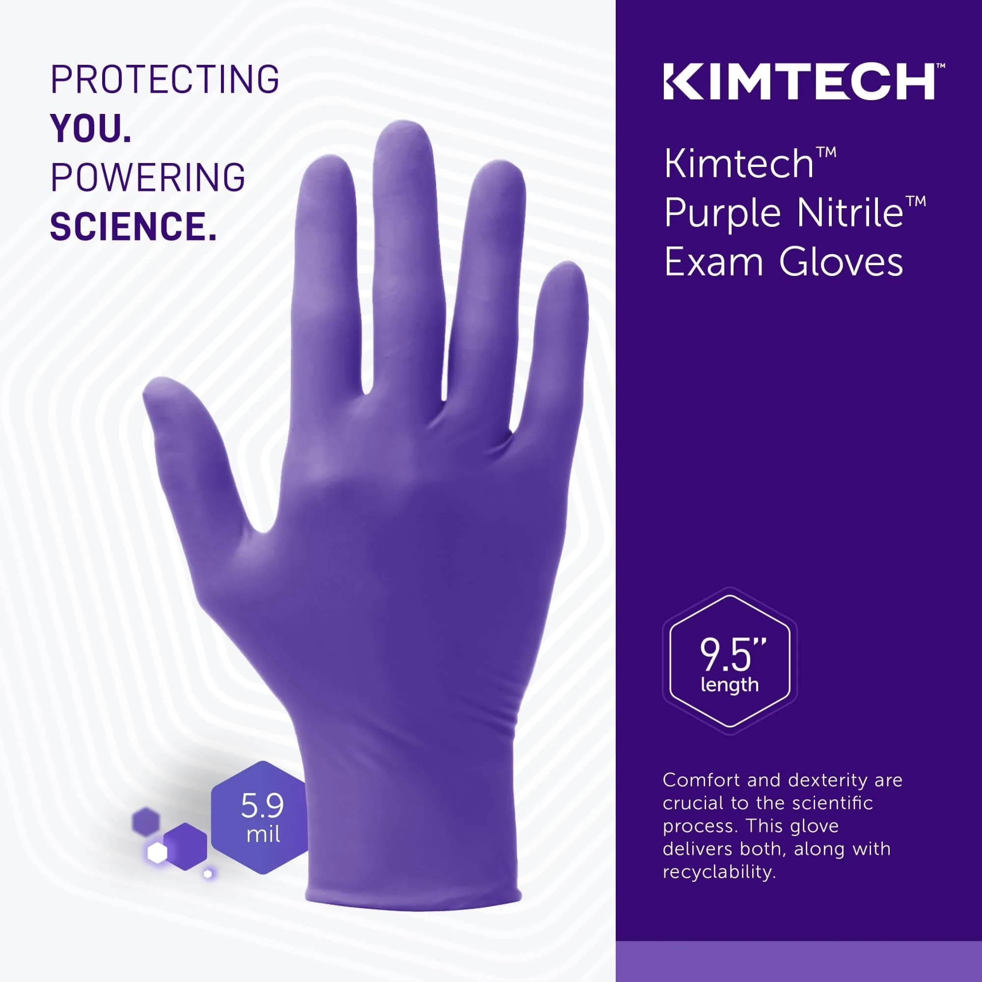 Halyard Health Professional 55082 Purple Nitrile Exam Gloves, 242 mm (9.5") Length, Medium, Box of 100 | Medical Grade Nitrile Gloves for Professionals - view 3