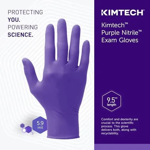 Halyard Health Professional 55082 Purple Nitrile Exam Gloves, 242 mm (9.5") Length, Medium, Box of 100 | Medical Grade Nitrile Gloves for Professionals thumbnail 3