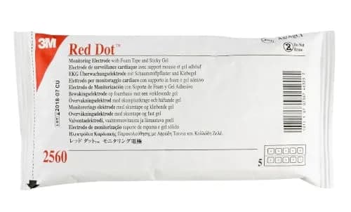 3M Red Dot Monitoring Electrode Model 2560 with Snap Connector, Bag of 50 | 4.1 cm x 3.0 cm (1.6 x 1.3 Inch) thumbnail 1
