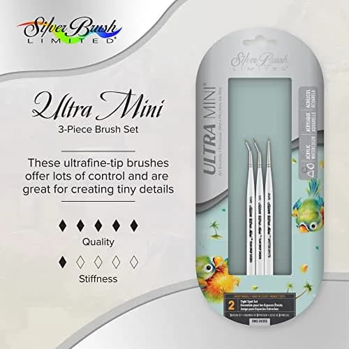 Silver Brush Limited Ultra Mini Tight Spot Paintbrush Set, 3pc | Fine Detail Control for Artists thumbnail 3