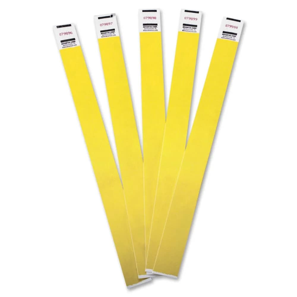Advantus Tyvek Numbered Wristbands Yellow 100-Pack | Crowd Management Solution - main product image