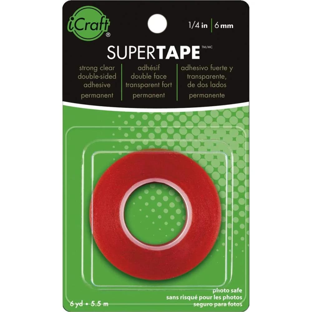 iCraft SuperTape Double Sided Permanent Adhesive Tape 6 yards (5.5 mm) | Strong, Clear, Acid-Free — Clear