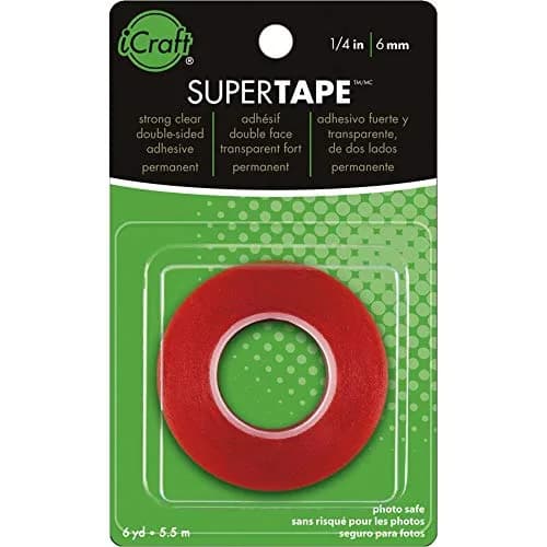 iCraft SuperTape Double-Sided Permanent Adhesive Tape 1/4" x 6 Yards (13mm x 5.5m) Clear | Strong Bond for Crafts & Gifts thumbnail 1
