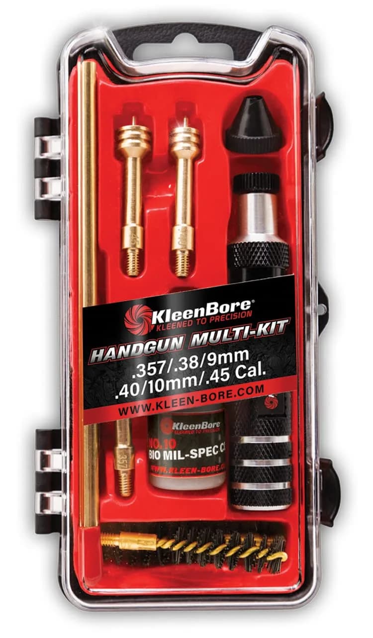 KleenBore Multi-Pistol Cleaning Kit .38/.40/.45 Caliber with Brass Rod & CLP | 8 oz (227 g) — Multi-Caliber (Pistol)