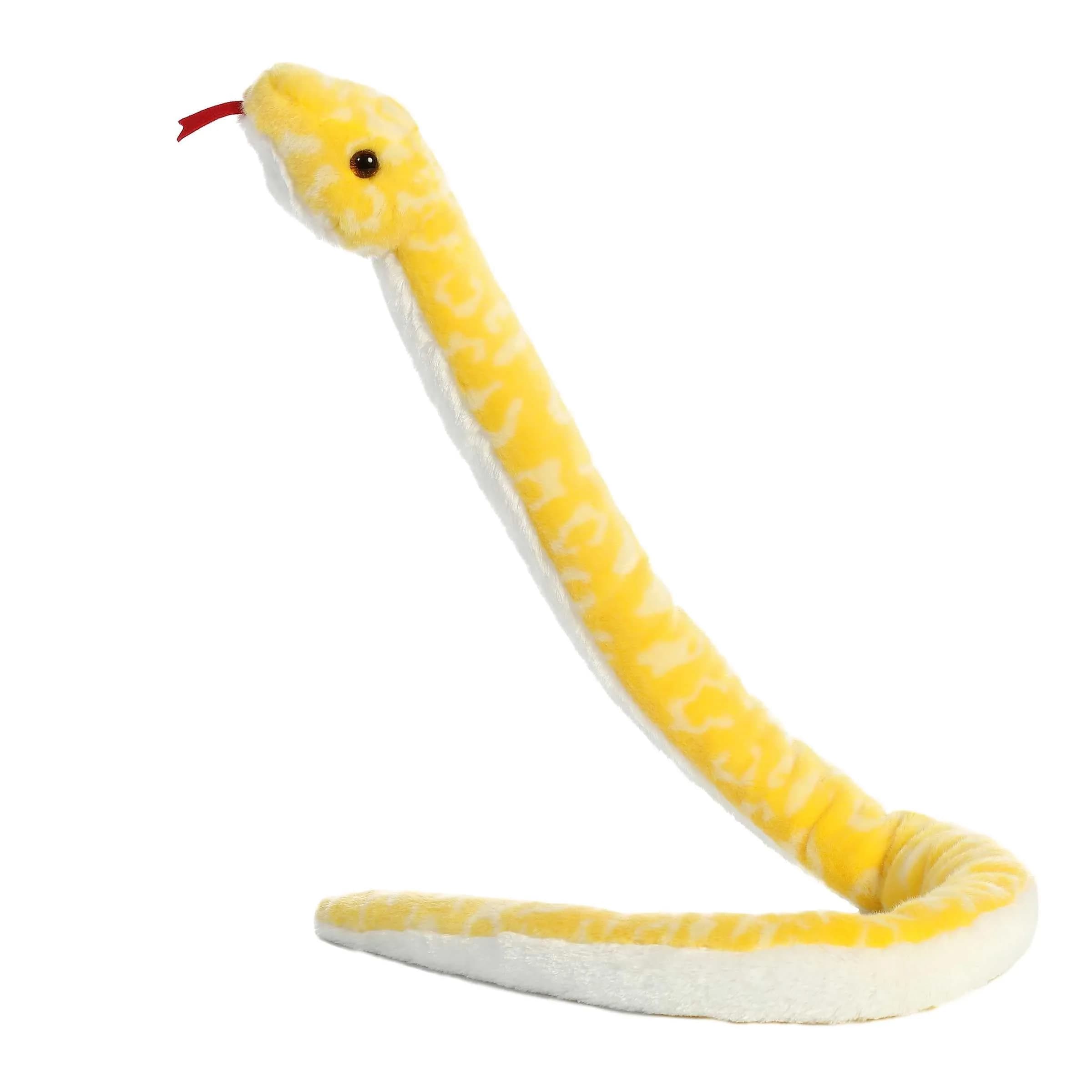 Aurora Snake 50" Albino Burmese Python Playful Stuffed Animal | Realistic Plush Toy for Kids & Collectors