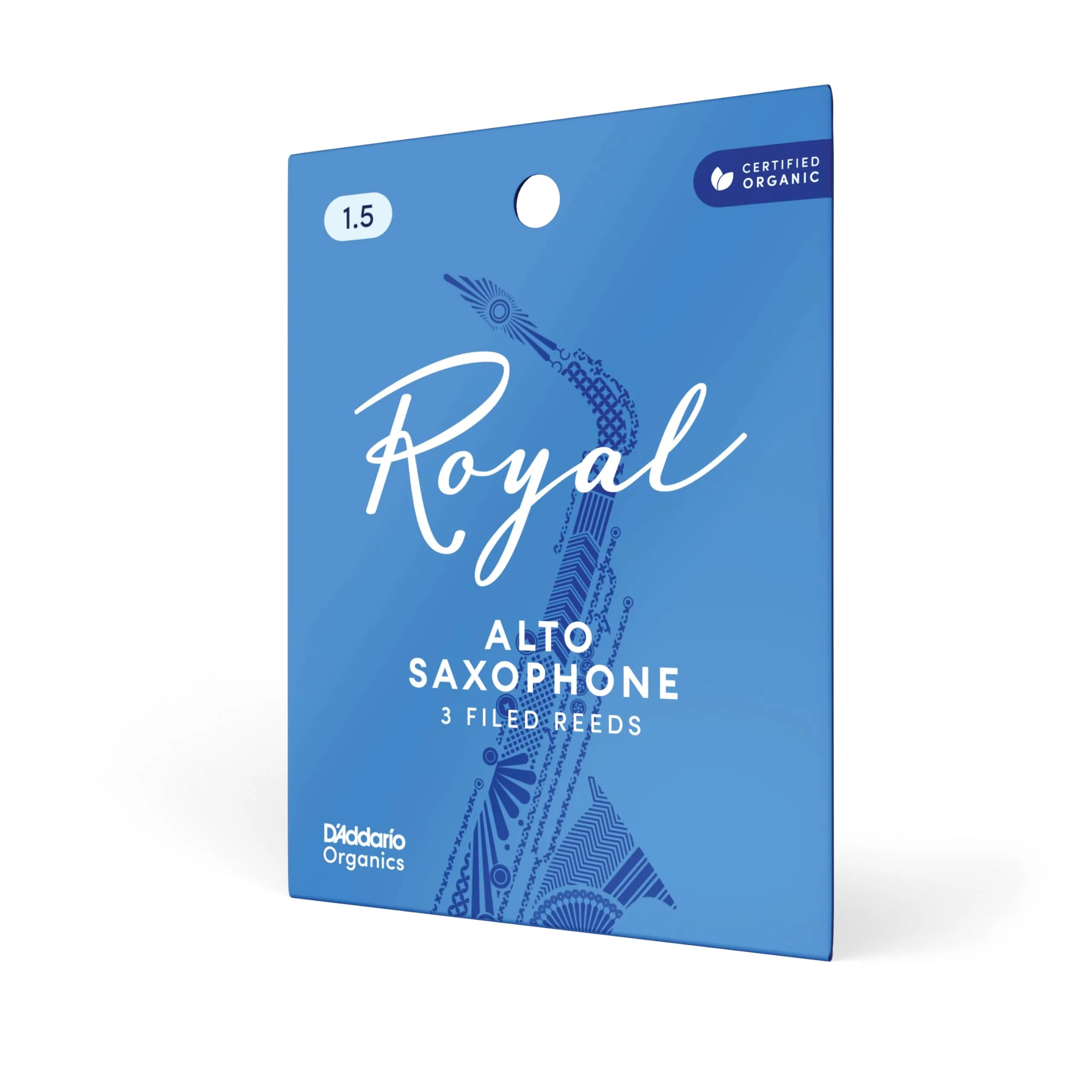 D'Addario Royal Organic Alto Saxophone Reeds, Strength 1.5, 3-Pack - main product image