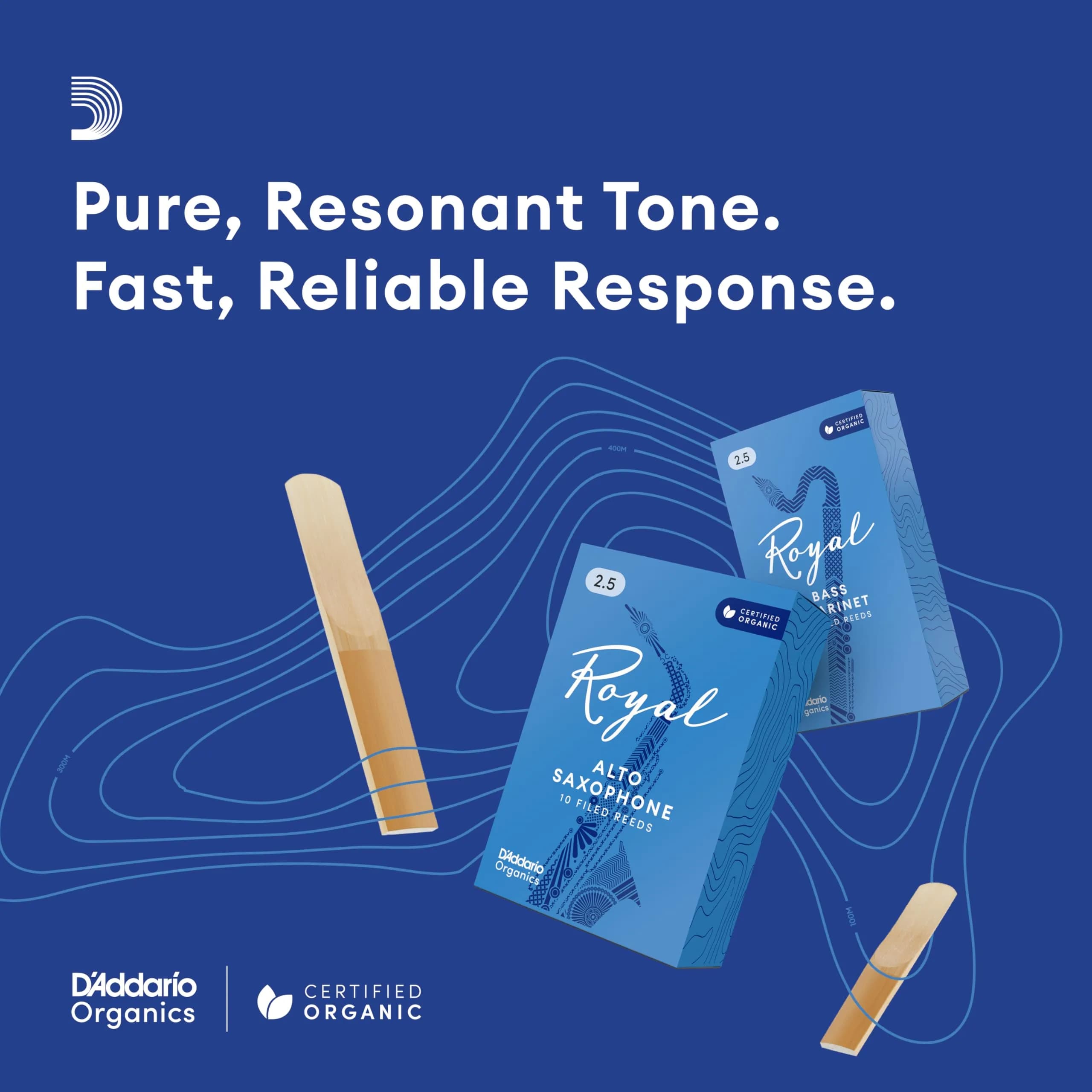 D'Addario Royal Organic Alto Saxophone Reeds, Strength 1.5, 3-Pack - view 4