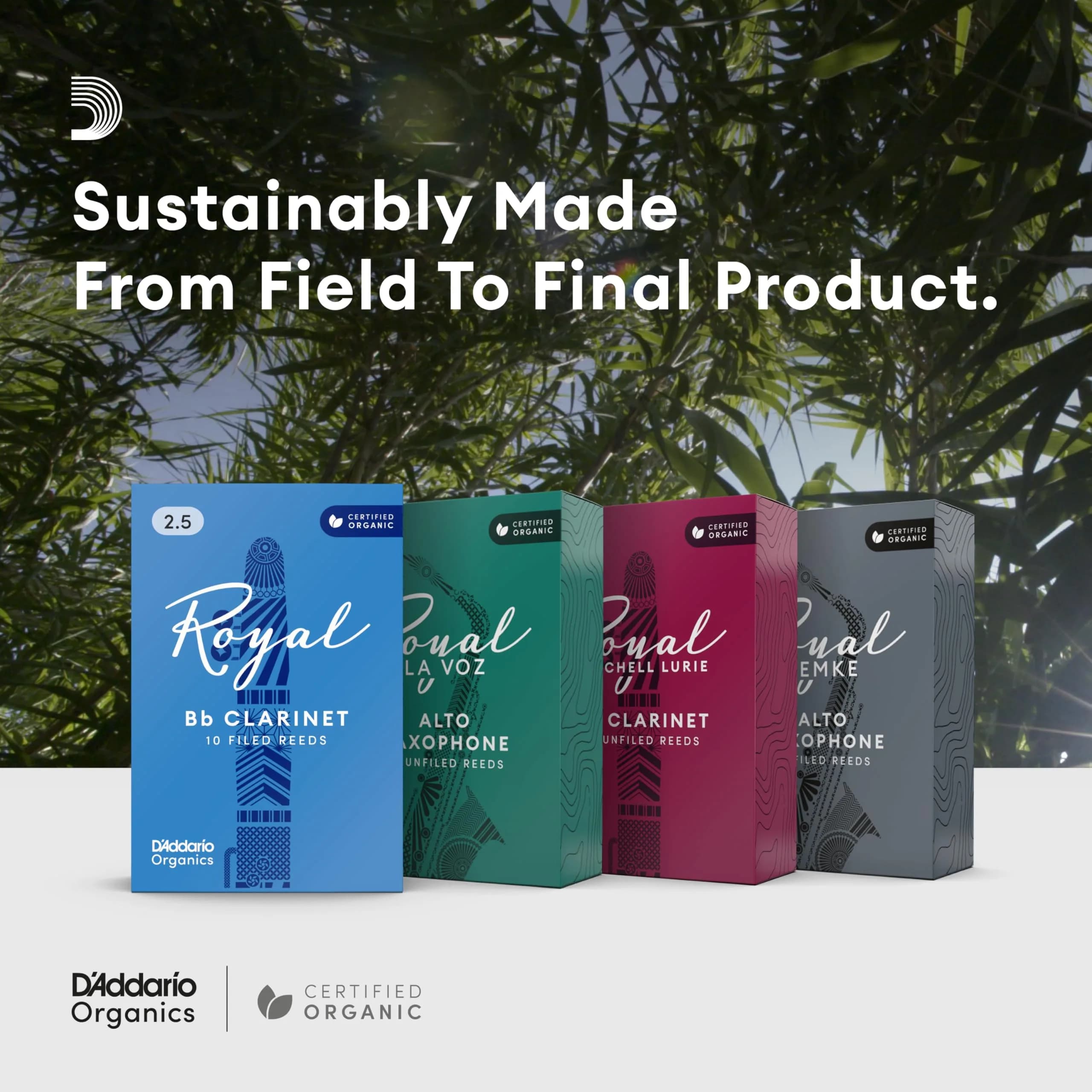 D'Addario Royal Organic Alto Saxophone Reeds, Strength 1.5, 3-Pack - view 6