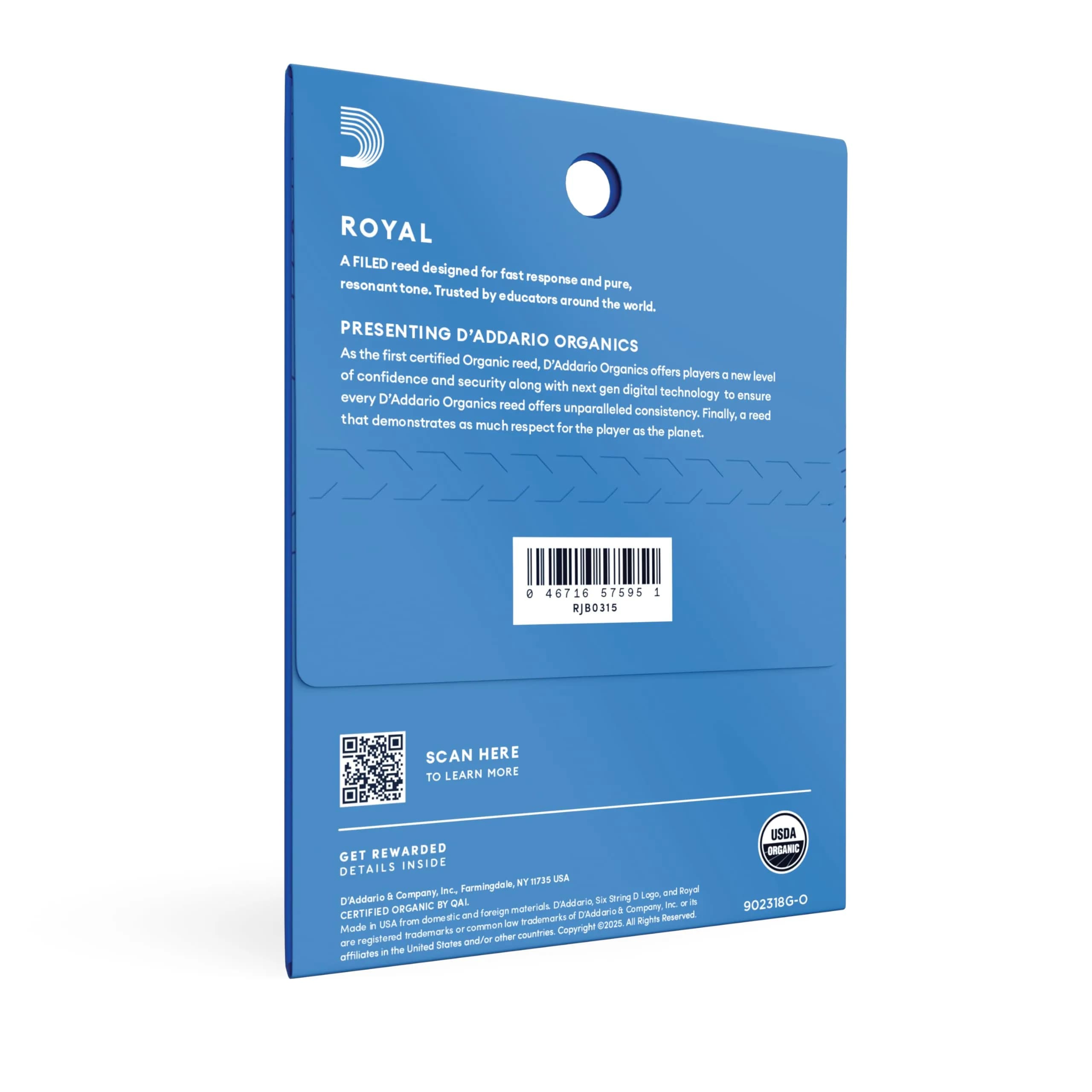 D'Addario Royal Organic Alto Saxophone Reeds, Strength 1.5, 3-Pack - view 2