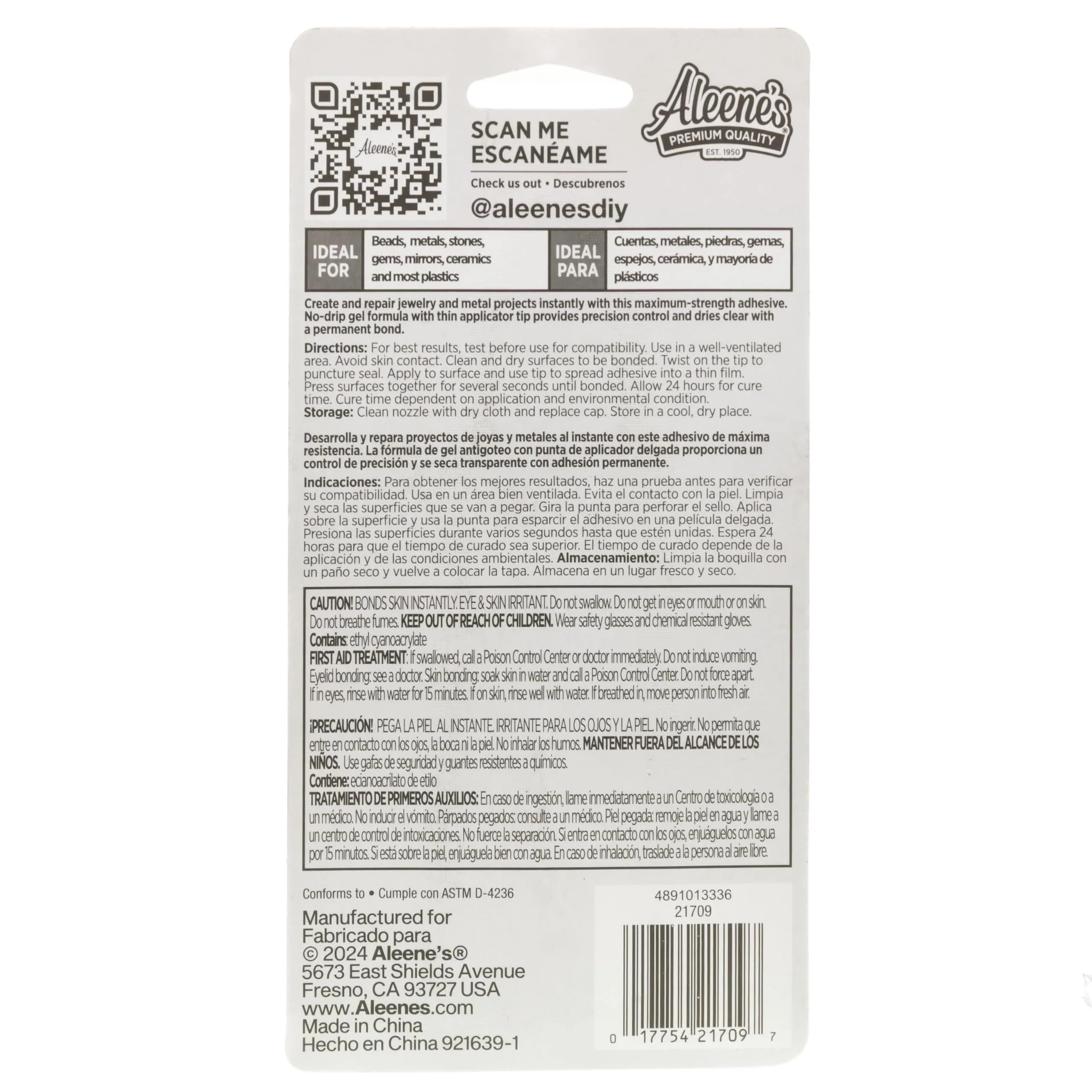 Aleene's Jewelry & Metal Glue 20.7ml (0.7 oz) | Instant Adhesive for Permanent Bonds - view 6