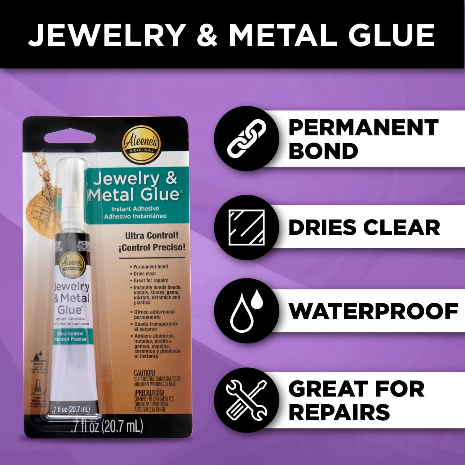 Aleene's Jewelry & Metal Glue 20.7ml (0.7 oz) | Instant Adhesive for Permanent Bonds - view 3