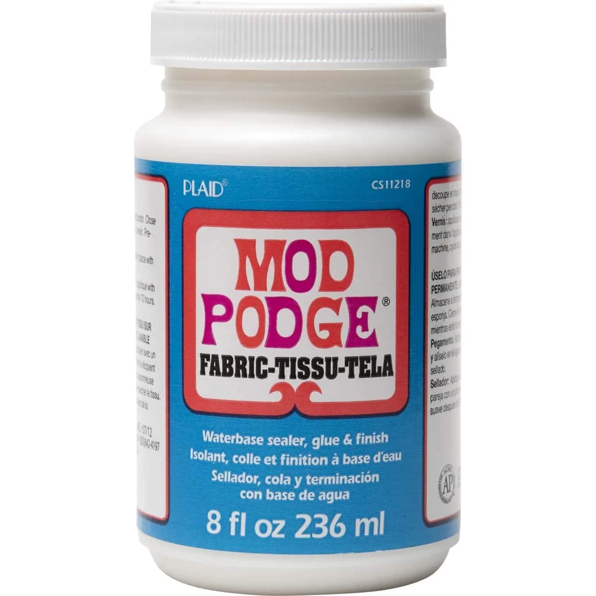 Mod Podge Fabric Glue & Sealer 8 oz | Clear, Gloss Finish, Machine Washable