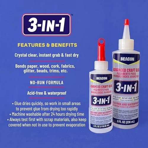 Beacon 3-in-1 Advanced Craft Glue 118ml (4 Ounce) | Fast-Drying, Crystal Clear Adhesive for Wood, Ceramics, Fabrics thumbnail 5