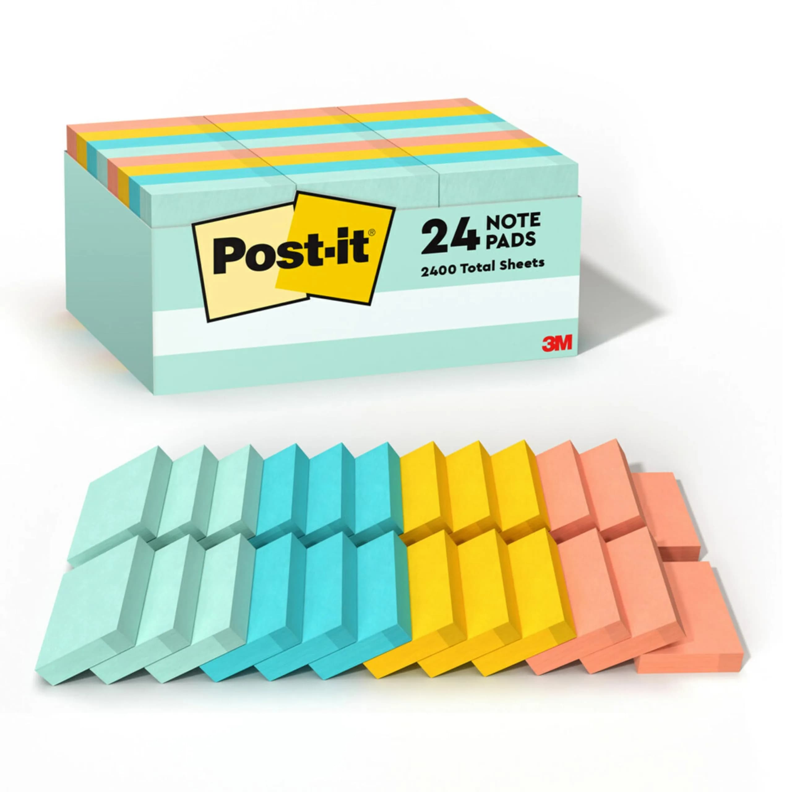 Post-it Beachside Café Collection Notes, 1 3/8 in x 1 7/8 in, 24 Pads | Value Pack Self-Stick Note - main product image