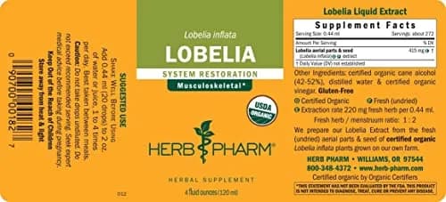Herb Pharm Organic Lobelia Liquid Extract Drops 4 Oz | Supports Musculoskeletal System thumbnail 2