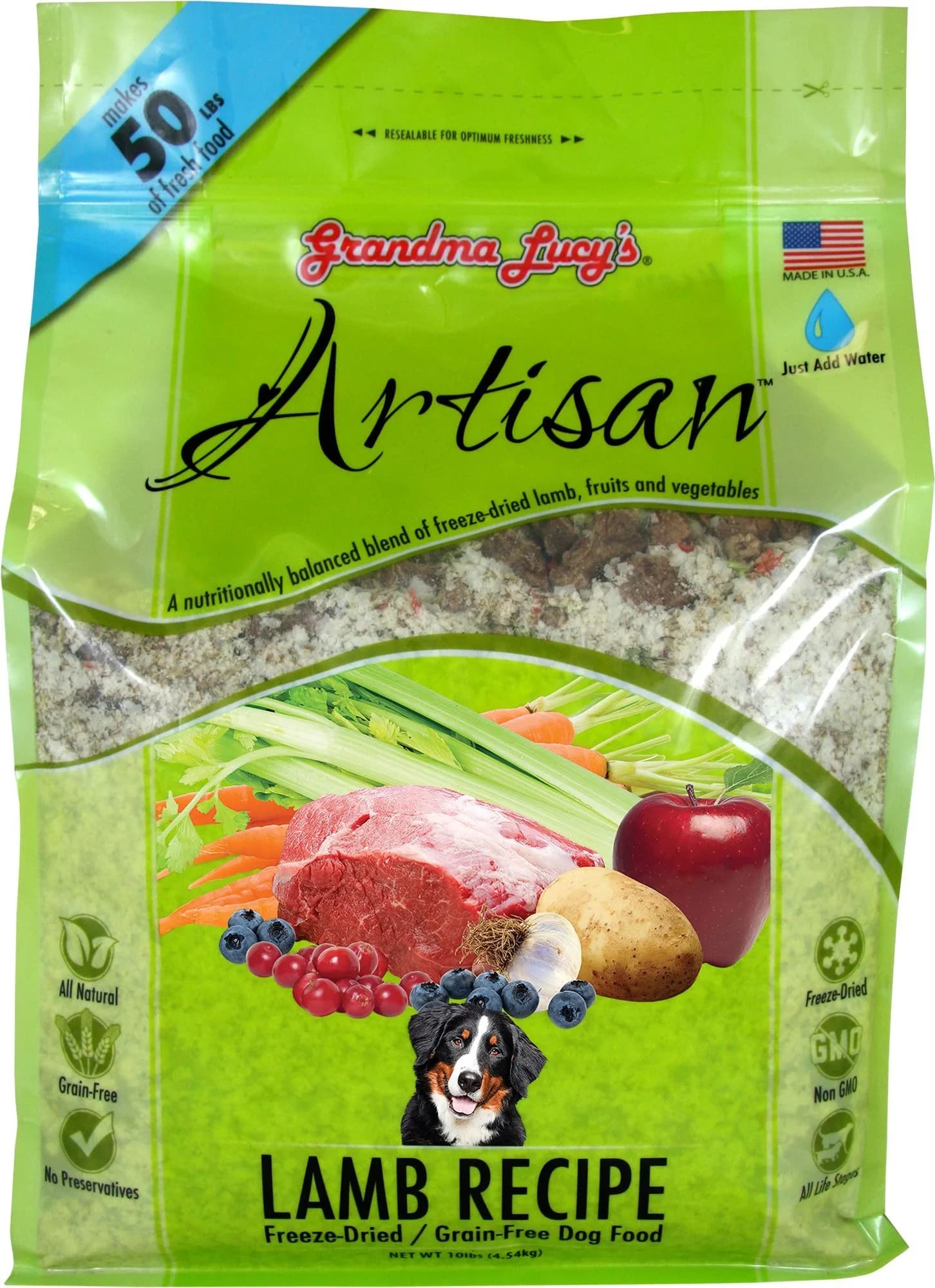 Grandma Lucy's Artisan Dog Food Grain Free Lamb 10Lb | Natural, Freeze-Dried, All Life Stages — Lamb