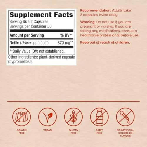 Nature's Way Nettle Leaf Urinary Support Supplement 100 Count | Traditional Herbal Wellness thumbnail 6