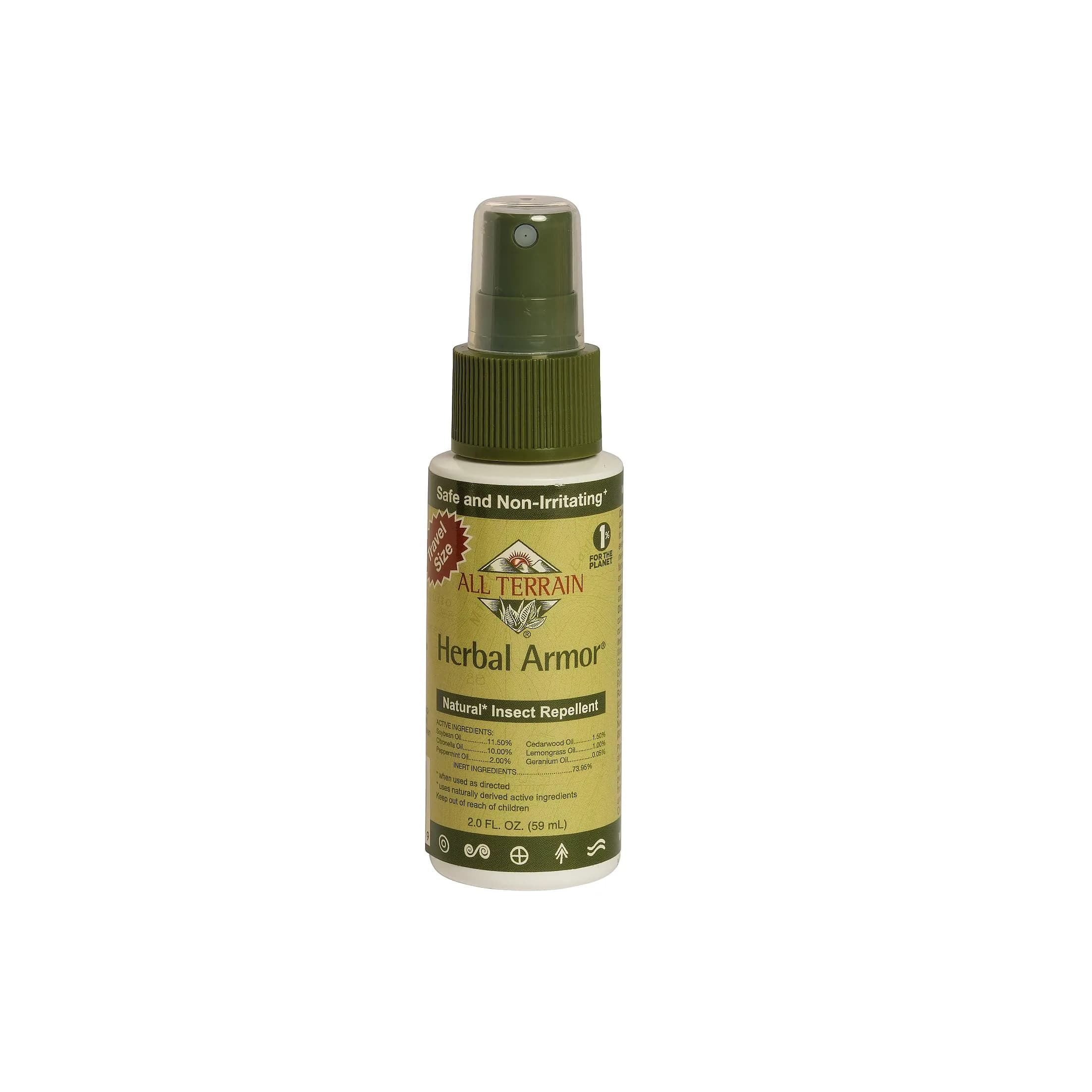 All Terrain Herbal Armor DEET-Free Pump Spray 2 oz. Travel Size | Plant-Based Mosquito & Bug Protection