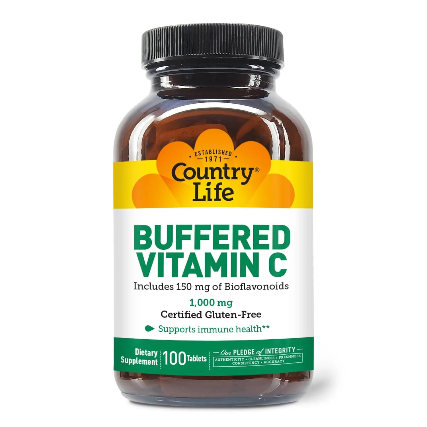 Country Life Buffered Vitamin C 1000 mg with Bioflavonoids | Supports Immune & Gut Health — Tablet